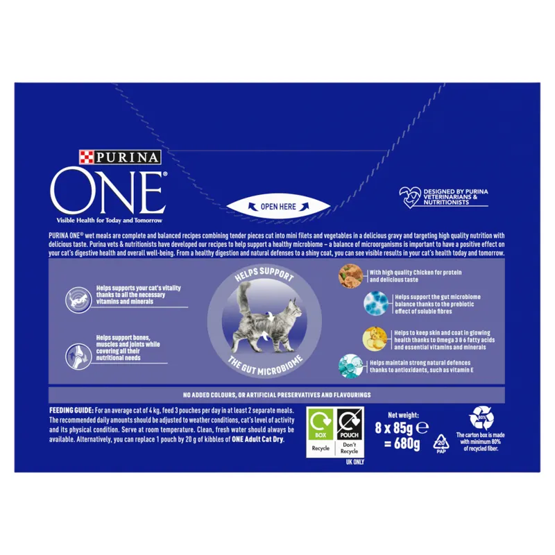 Purina One Cat Pouches Chicken and Beef 8x85g-1